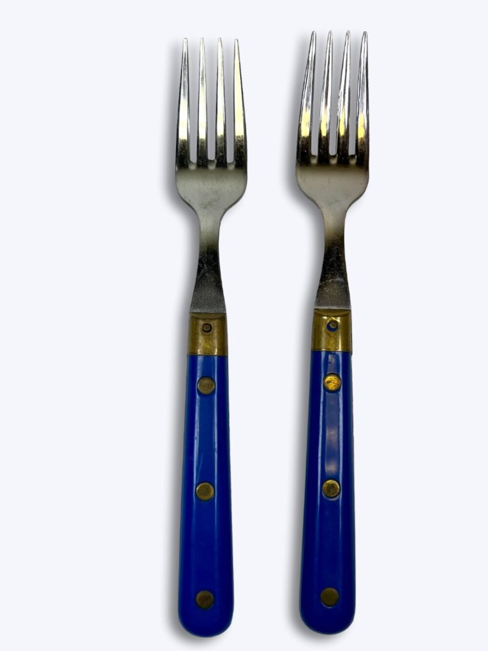 Vtg Pradel Inox France Blue Brass Rivet Bistro Replacement Table Dinner Fork